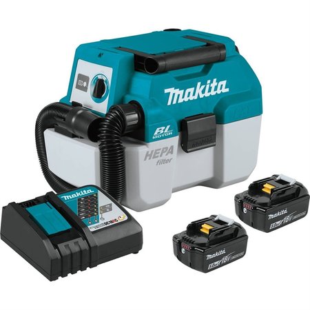 MAKITA 18V LXT 50 Ah Brushless Cordless 2 Gallon HEPA Filter Portable WetDry Dust ExtractorVacuum Kit MAKXCV11T